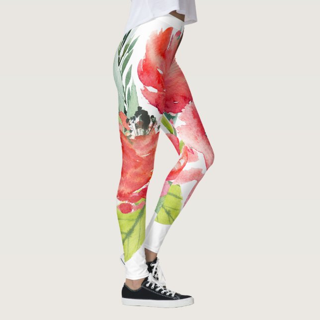 Cute Colourful Watercolors Flowers Leggings (Right)