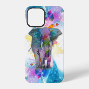 cute colourful watercolours splatters elephant iPhone 12 pro case
