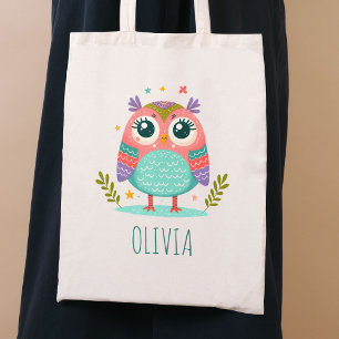 Cute Colourful Whimsical Baby Owl Tote Bag