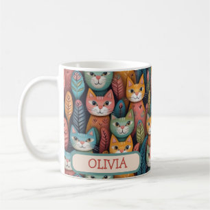 Cute Colourful Whimsical Cats Pattern Coffee Mug