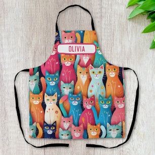 Cute Colourful Whimsical Kittens Personalised Apron