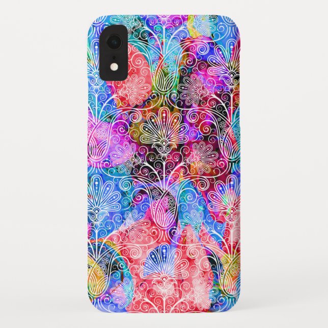 Cute colourful white flowers patterns Case-Mate iPhone case (Back)