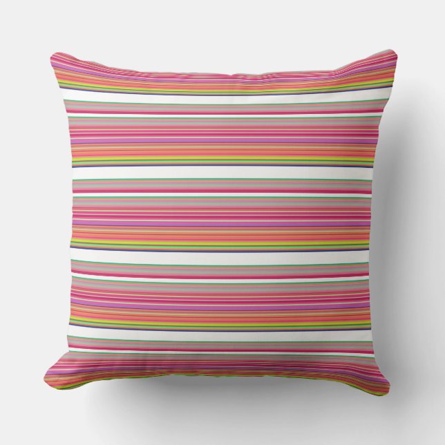 Cute colourful white stripes cushion (Front)