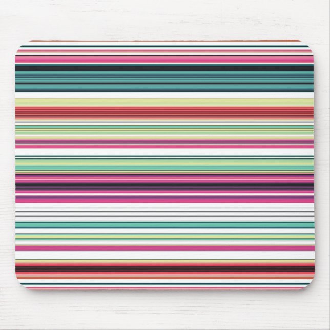 Cute colourful white stripes mouse mat (Front)