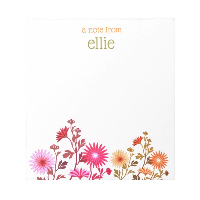 Cute Colourful Wildflower Floral Notepad (Front)
