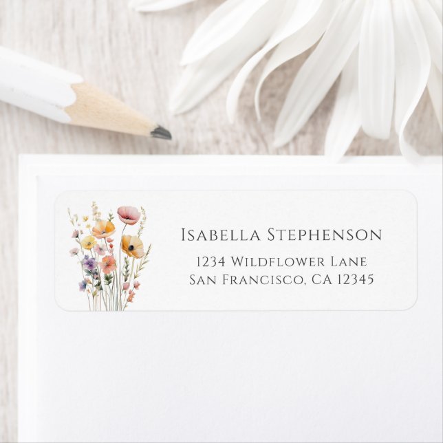 Cute Colourful Wildflowers Boho Return Address (Insitu)