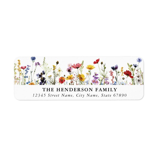 Cute Colourful Wildflowers Return Address Labels (Front)