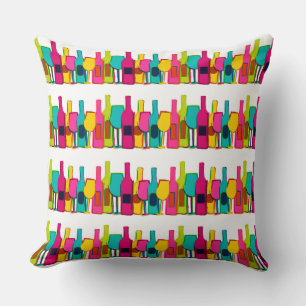 Cute colourful wine bottles pattern cushion