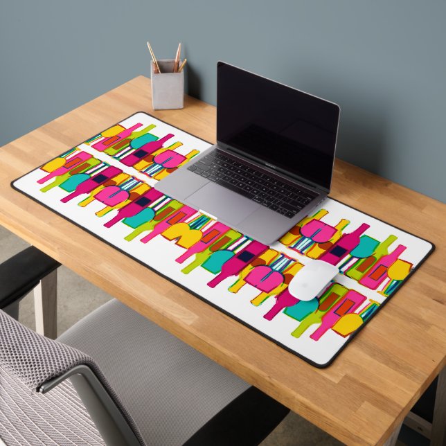 Cute colourful wine bottles pattern desk mat (Office 2)