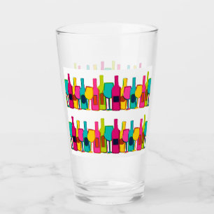 Cute colourful wine bottles pattern glass
