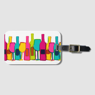 Cute colourful wine bottles pattern luggage tag