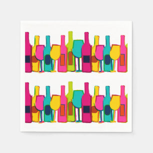 Cute colourful wine bottles pattern napkin