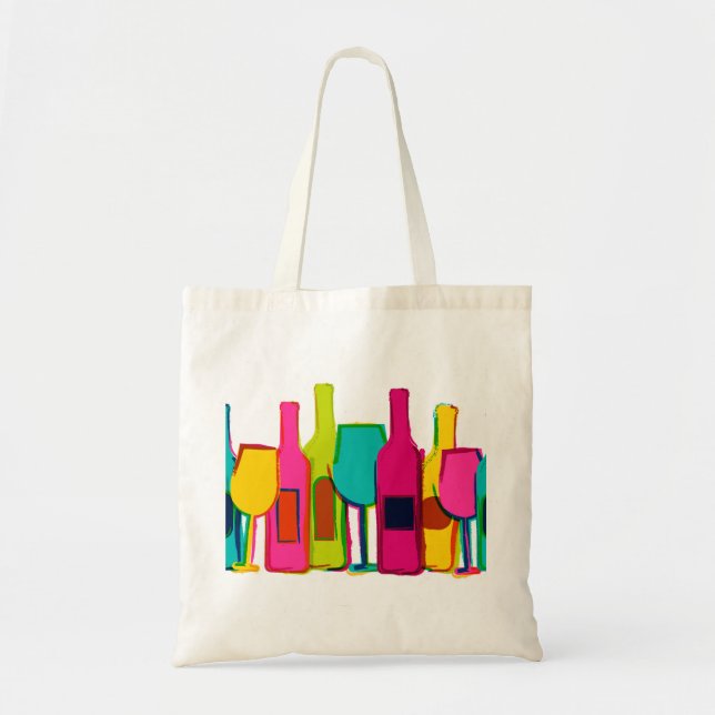 Cute colourful wine bottles pattern wine bag (Front)