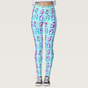 Cute Colourful Winter Penguins Leggings