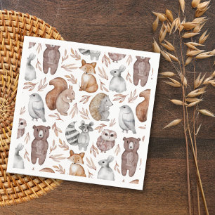 Cute Colourful Woodland Animals Kids Party  Napkin