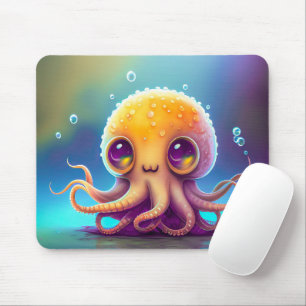 Cute Colourful Yellow Octopus Alien Artwork   Mouse Mat