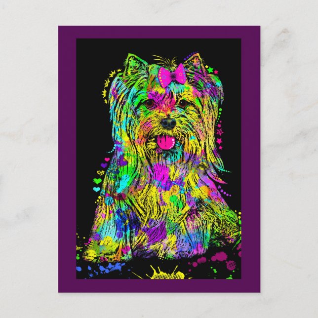 Cute Colourful Yorkshire Terrier Yorkie Dog Postcard (Front)