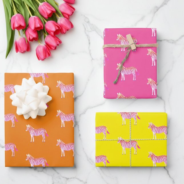 Cute Colourful Zebras Animal Print Bold Bright Pin Wrapping Paper Sheet (Cute Colorful Zebras Animal Print Bold Bright Pink Wrapping Paper Sheets
)