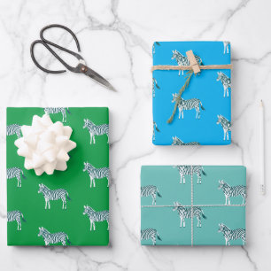 Cute Colourful Zebras Animal Print Bold Bright Tea Wrapping Paper Sheet