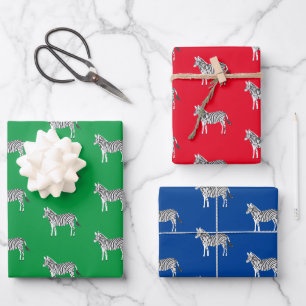 Cute Colourful Zebras Animal Print Bold Bright Wrapping Paper Sheet