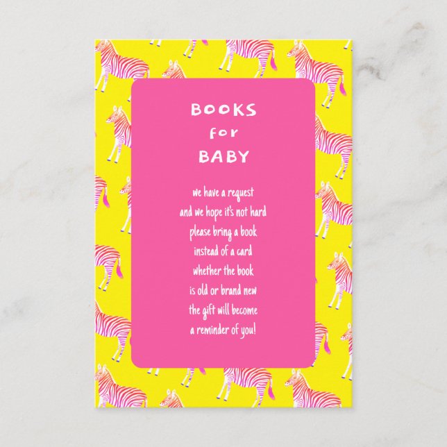 Cute Colourful Zebras Custom Baby Shower  Enclosure Card (Front)