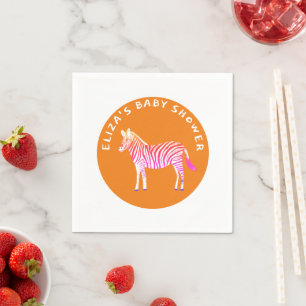 Cute Colourful Zebras Custom Baby Shower Napkin