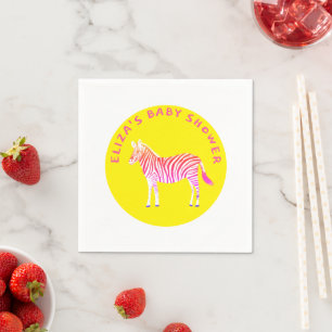Cute Colourful Zebras Custom Baby Shower Napkin