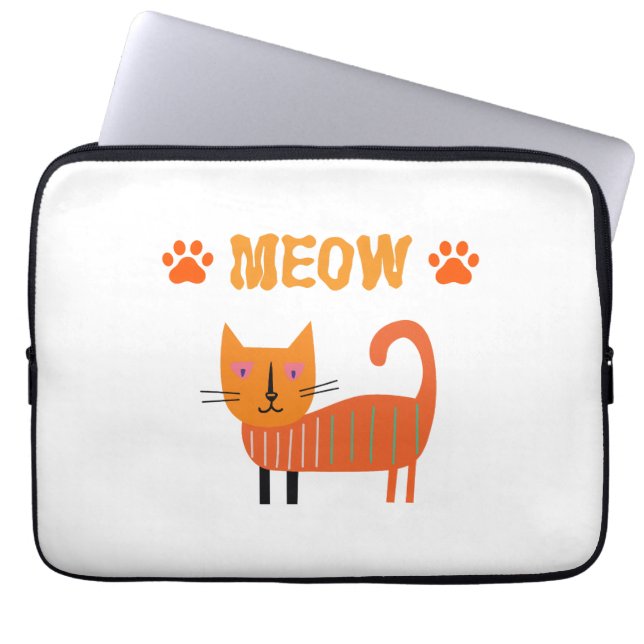 cute colourfull cat look great on laptop sleeves (Front)