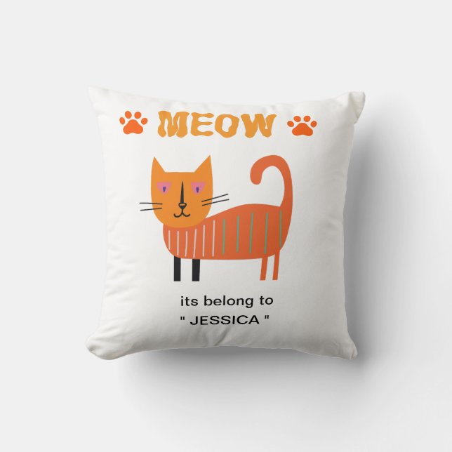 cute colourfull cat look great on THROW PILLOW (Front)