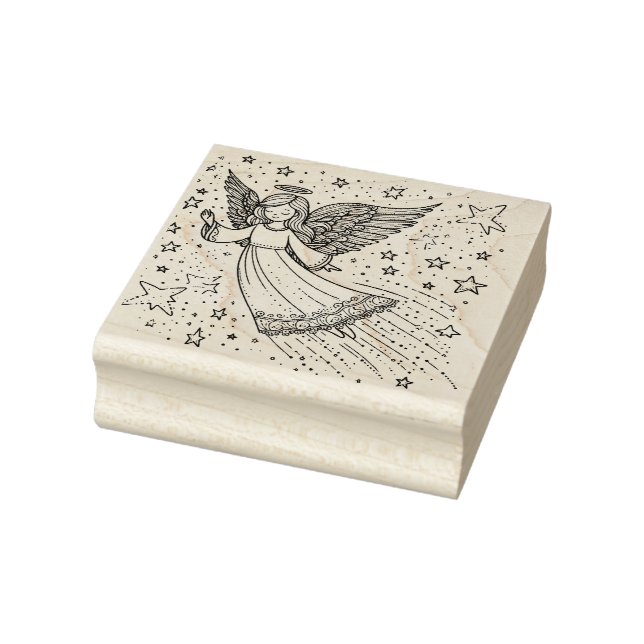 Cute Colouring Art Guardian Angel Rubber Stamp (Stamp)