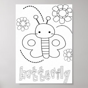 Cute Colouring Bugs Butterflies Poster