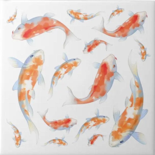 Cute colours orange and white Japanese fish Koi Tile (Creator Uploaded)