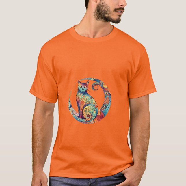 cute colurful cat design  T-Shirt (Front)