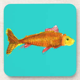 Cute comet goldfish pop art illustration coaster