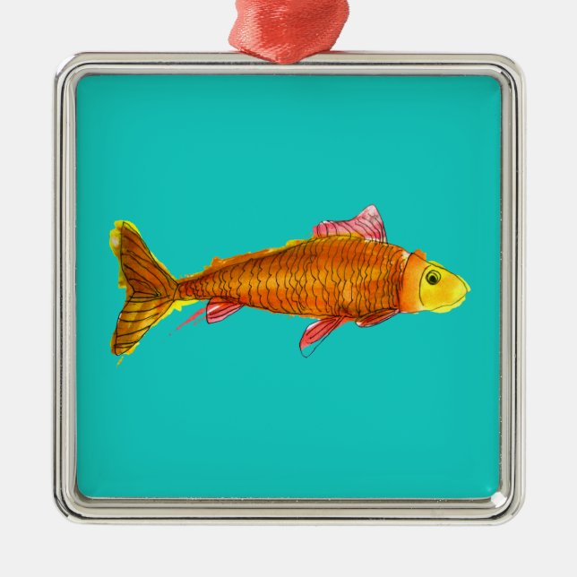 Cute comet goldfish pop art illustration metal tree decoration (Front)