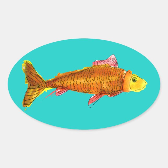 Cute comet goldfish pop art illustration oval sticker (Front)