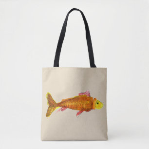 Cute comet goldfish pop art illustration tote bag
