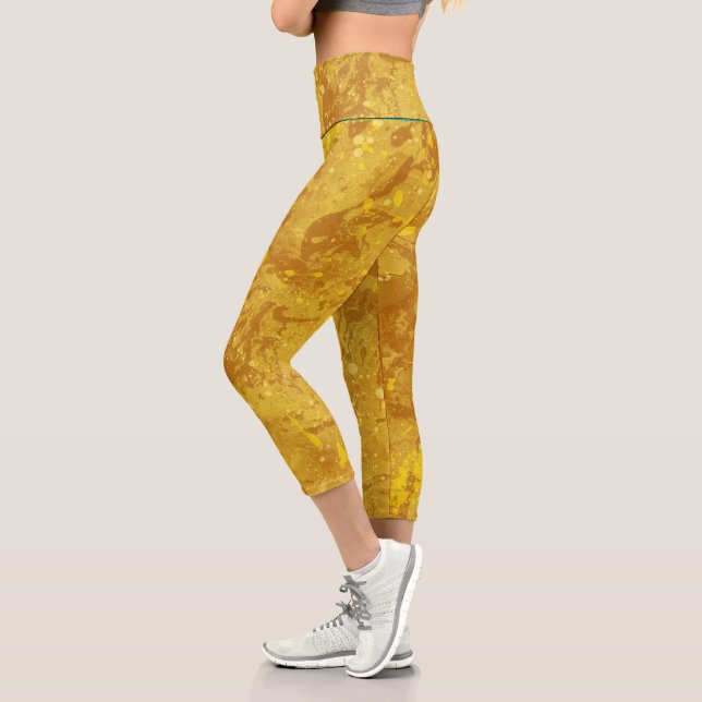 Cute Comfy Capris All-over Gold Bronze Print (Left)