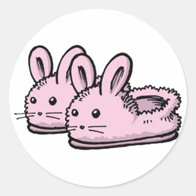 Cute, Comfy Motivation Pink Bunny Rabbit Slippers Classic Round Sticker (Front)