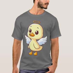 Cute Comic Duck is an Angel with Wings VNeck vinta T-Shirt