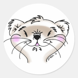 Cute Comic Ferret Face Classic Round Sticker