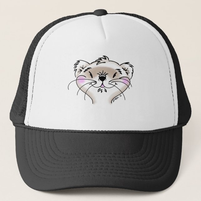 Cute Comic Ferret Face Trucker Hat (Front)