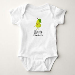 Cute Comic Little Miss Pearfect Girl Baby Bodysuit