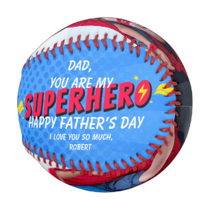 Cute Comic Superhero Fathers Day Baseball
