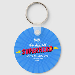 Cute Comic Superhero Fathers Day Keychain