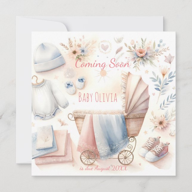 Cute coming soon announcement Invitation (Front)