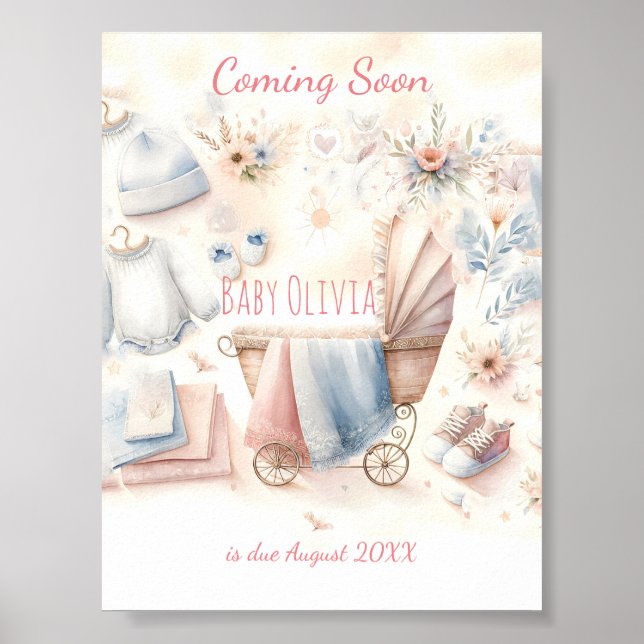 Cute coming soon announcement Invitation Poster (Front)