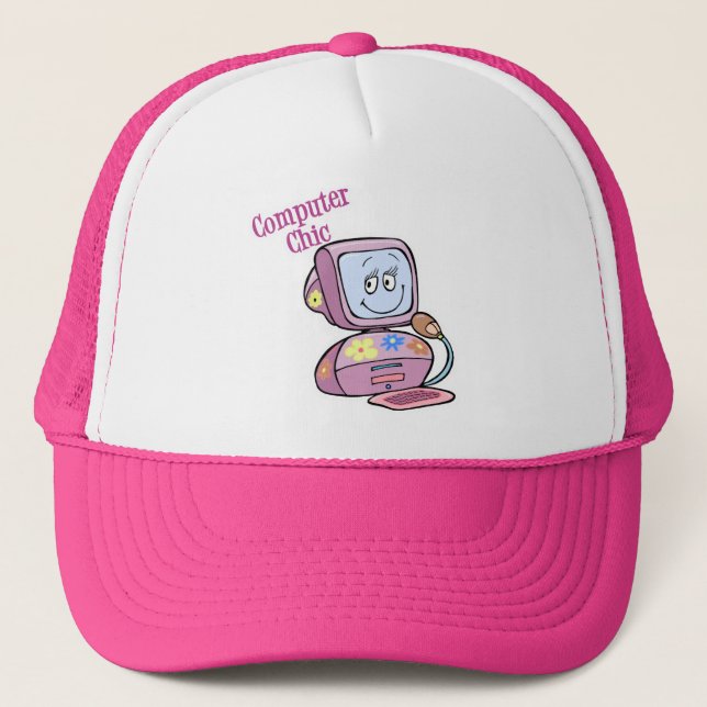 Cute Computer Chic Design Trucker Hat (Front)