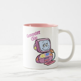 Cute Computer Chic Design Two-Tone Coffee Mug