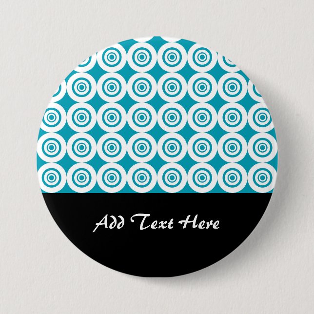 Cute Concentric Circles Pattern Aqua White 7.5 Cm Round Badge (Front)